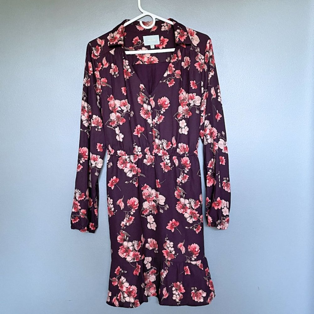 Skies Are Blue XL Dress Floral "V" Neck with Collar